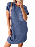 Summer Casual Short-Sleeve T-Shirt Dress with Pockets