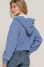 Long Sleeve Hoodie Inside Fur Corduroy Zip Up Jacket