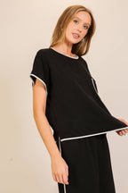 Contrast Trim Two-Piece Lounge Set