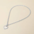 Bead Mother of Pearl Heart Charm Toggle Chain Necklace