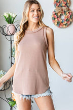 ET7276-11 SLEEVELESS SOLID URBAN RIBBED TOP