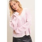 Striped V-Neck Ribbed Sweater