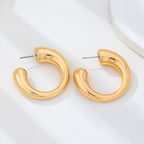 Bold Gold-Tone Chunky Tubular Open Hoop Earrings | 80E62231