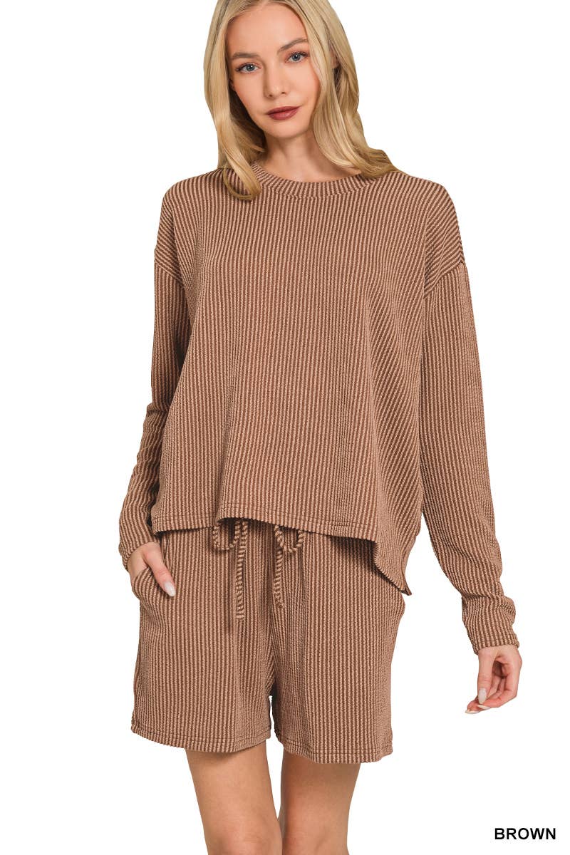 ..Ribbed Short Sleeve Tee & Pants 2PC Set