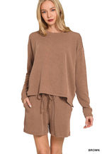 ..Ribbed Short Sleeve Tee & Pants 2PC Set
