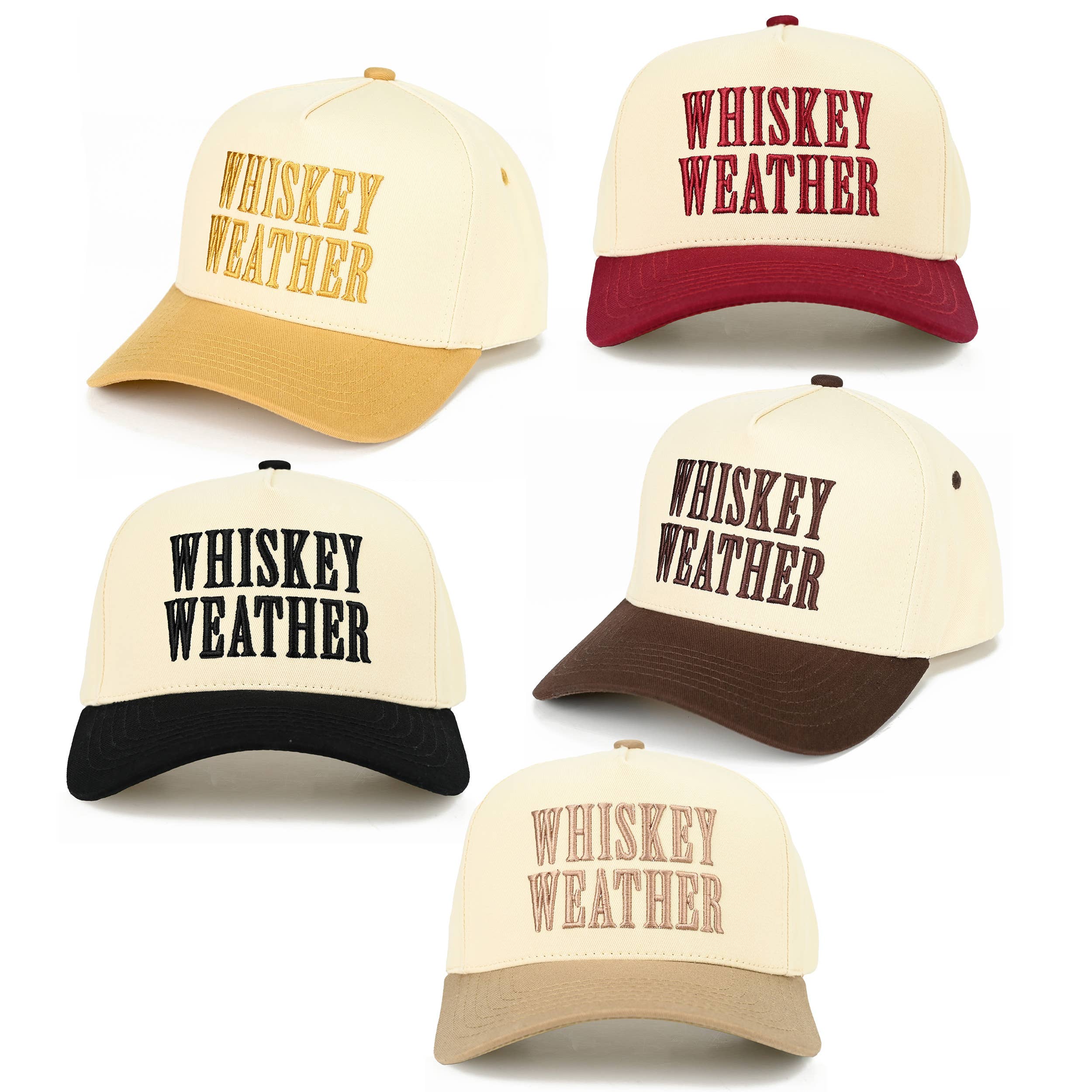 C.C WHISKEY WEATHER Embroidered Letter Two Tone Trucker Hat
