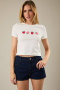 Crop Embroidered Strawberry Top