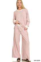 Raised Rib Striped Pullover & Pants 2PC Set