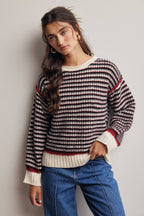 Striped Textured Knit Sweater FSW0063