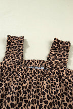 PRETTY BASH Leopard Frilled Square Neck Tank Top