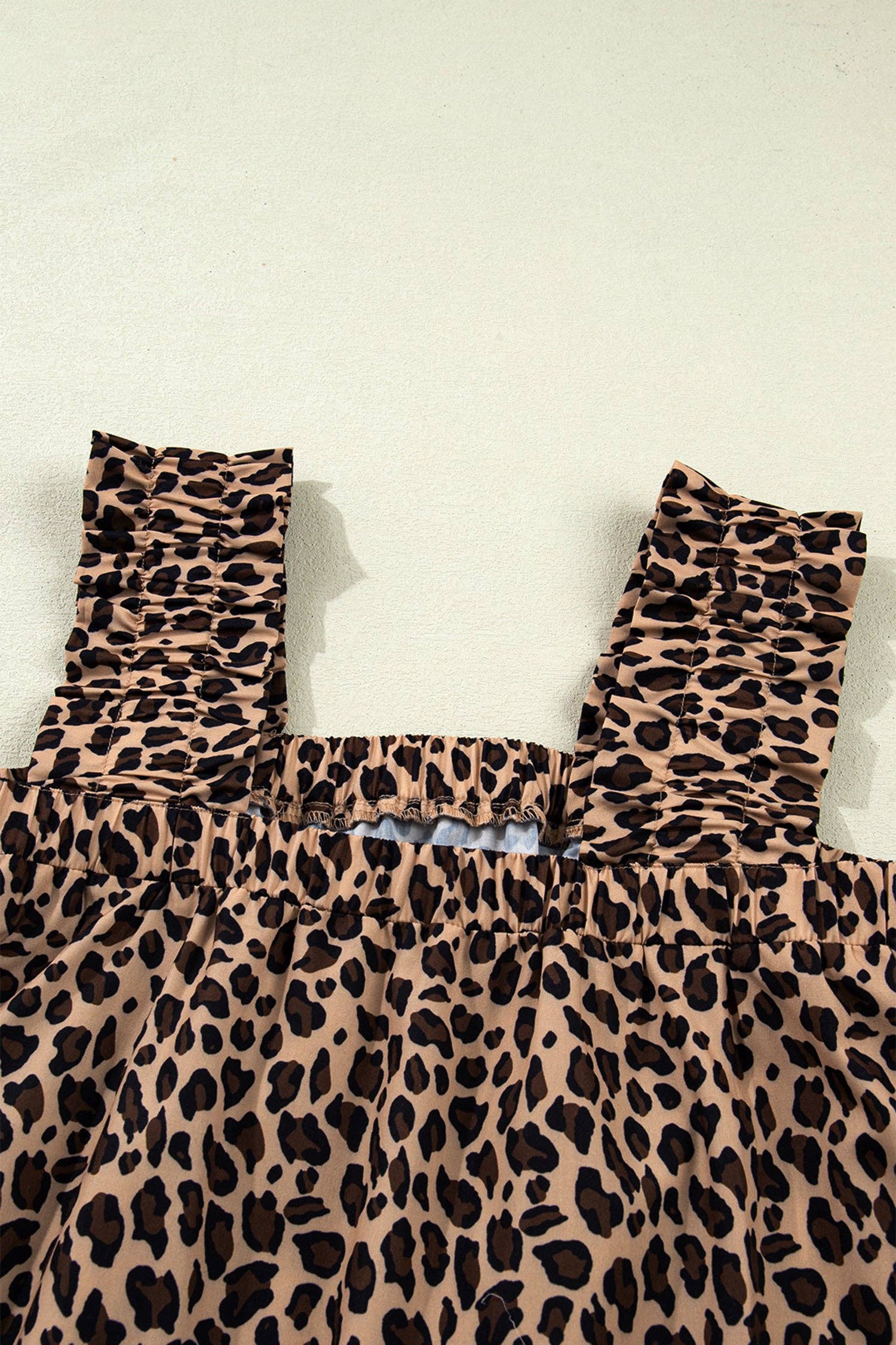PRETTY BASH Leopard Frilled Square Neck Tank Top