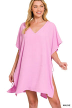 Woven Air Flow Tie Side Cover Up Dress