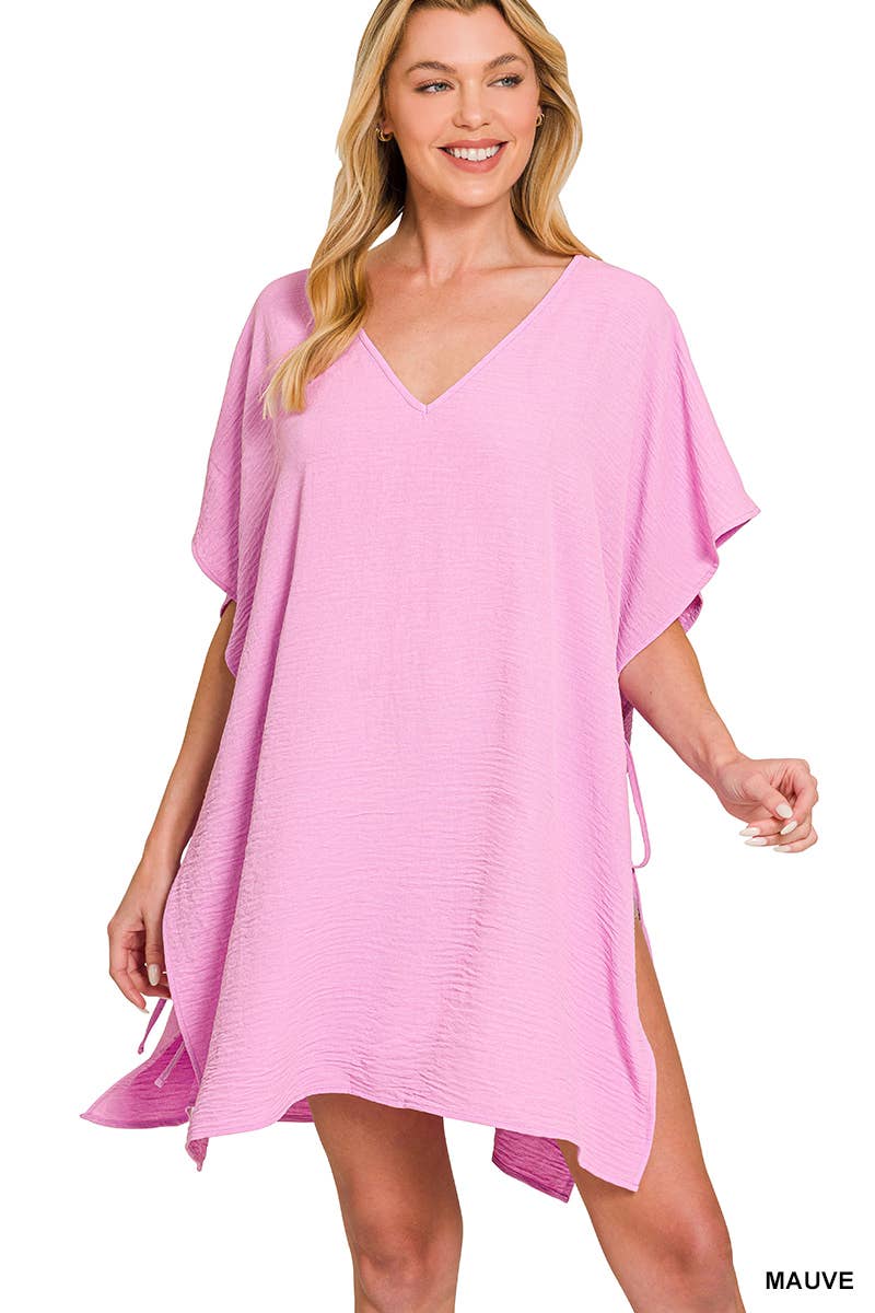 Woven Air Flow Tie Side Cover Up Dress