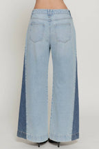 Wide Leg Color Combination Denim Pants