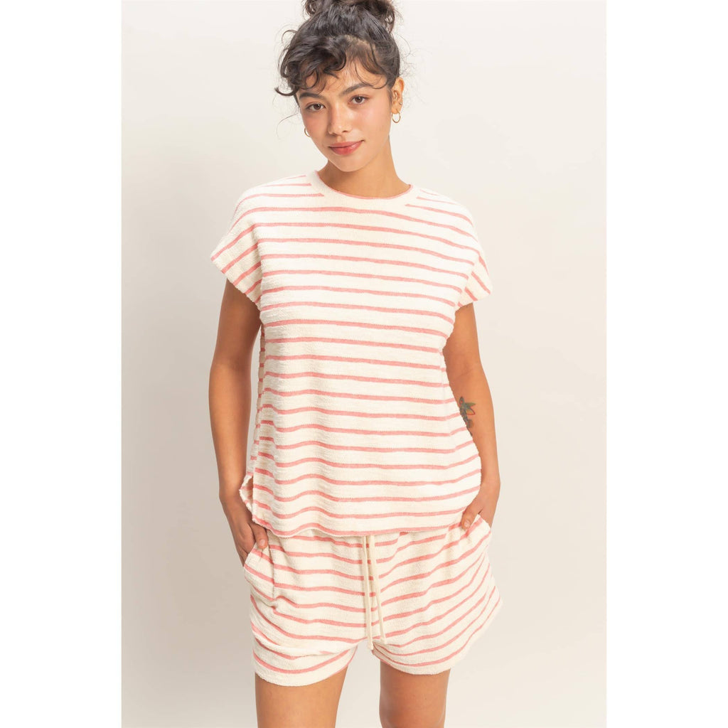 Striped Round Neck Short Sleeve Top
