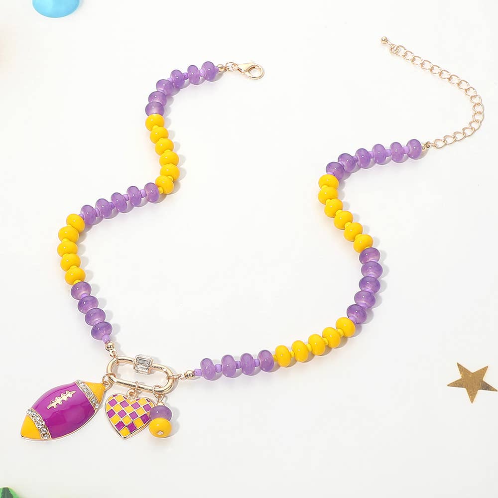 Gameday Football Beaded Necklace