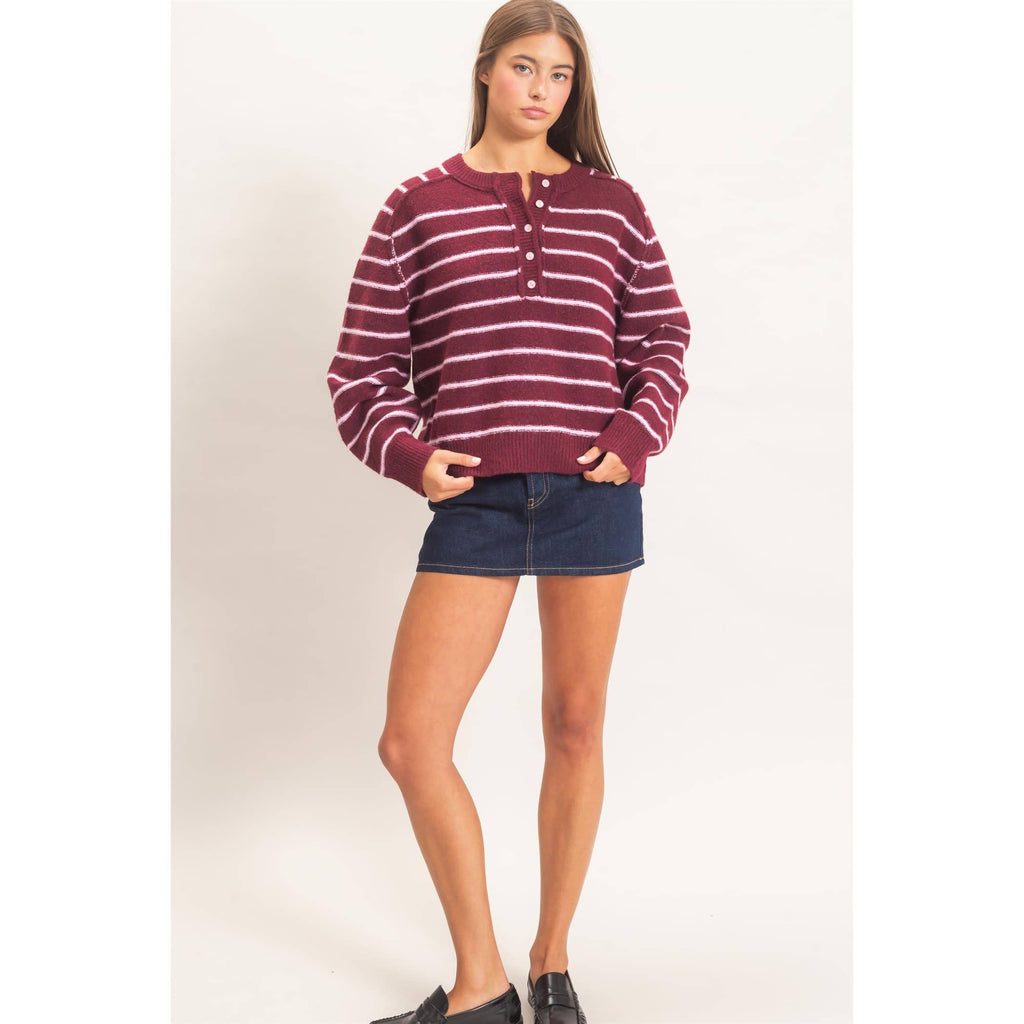 Stripe Henley Sweater