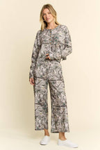 PLUS SIZE HUNTING CAMO LONG PANTS LOUNGE SET