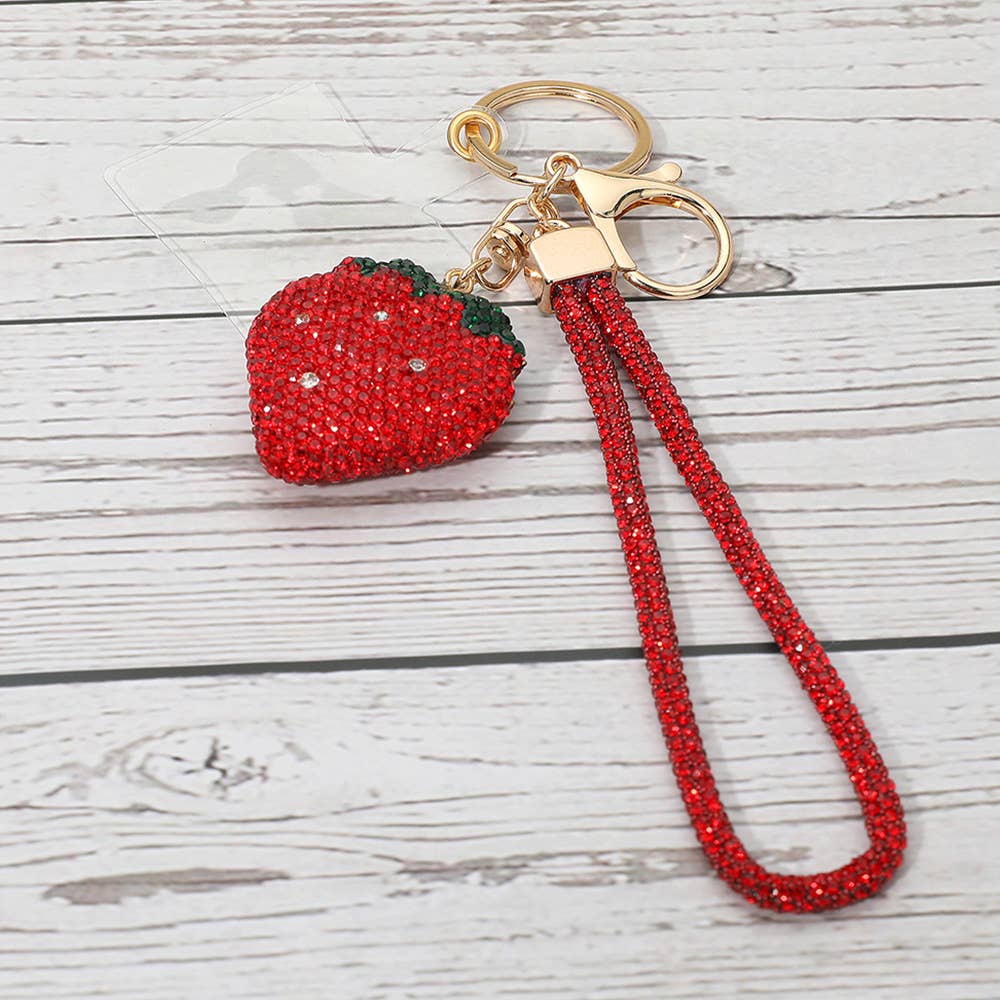 Fest Bling Studded Strawberry Strap Keychain / Bag Charm / Phone Charm