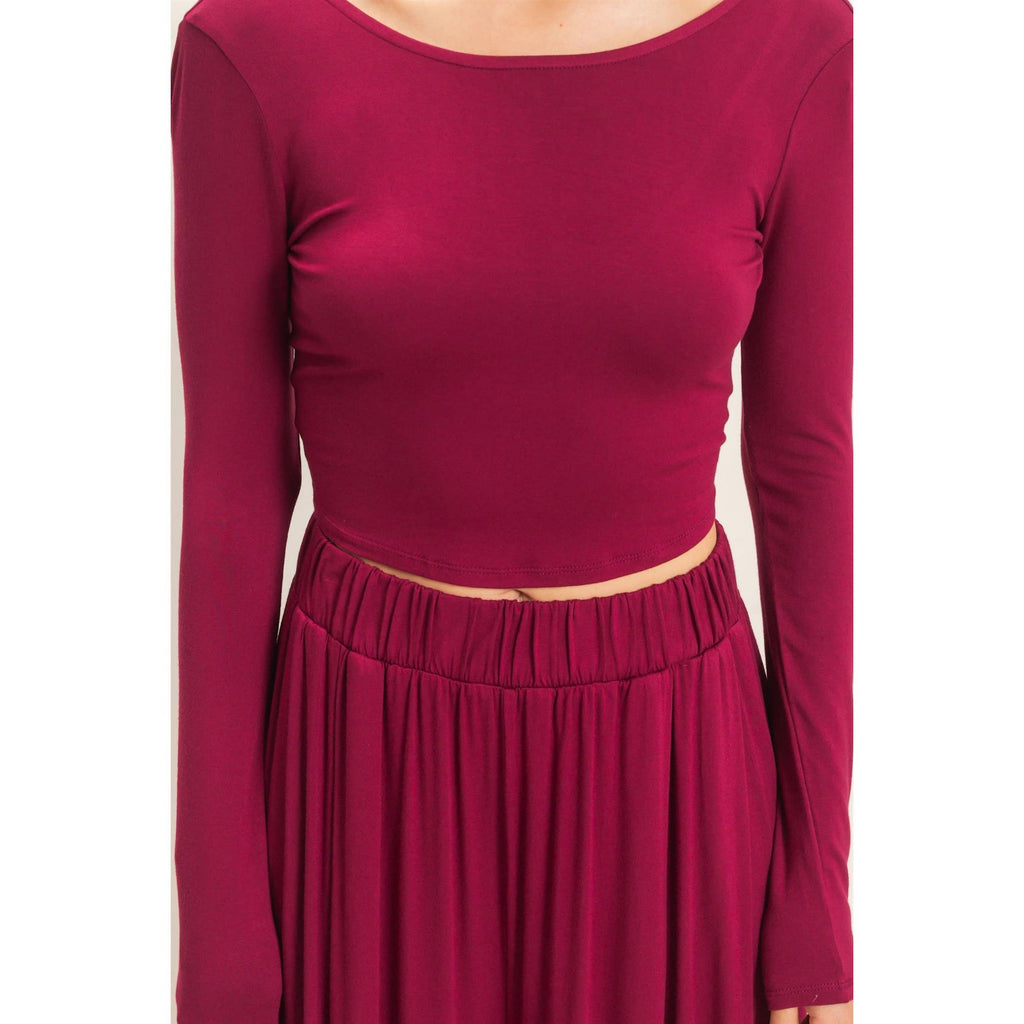 Long Sleeve Top & Wide Leg Pants Set