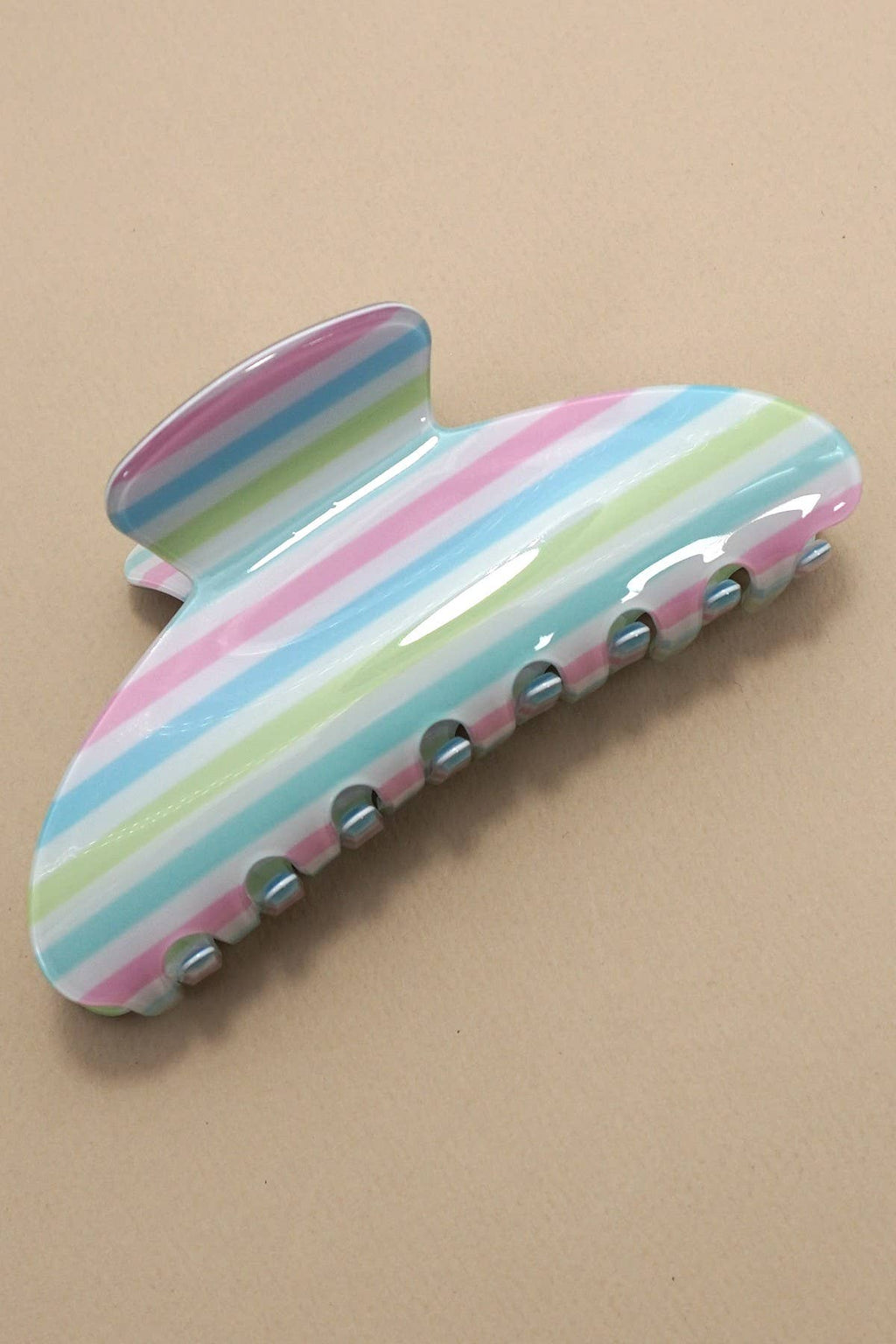 JUMBO STRIPE PLAID OVAL HAIR CLAW CLIPS | 40H1069