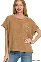 Chenille Waffle Short Sleeve Sweater