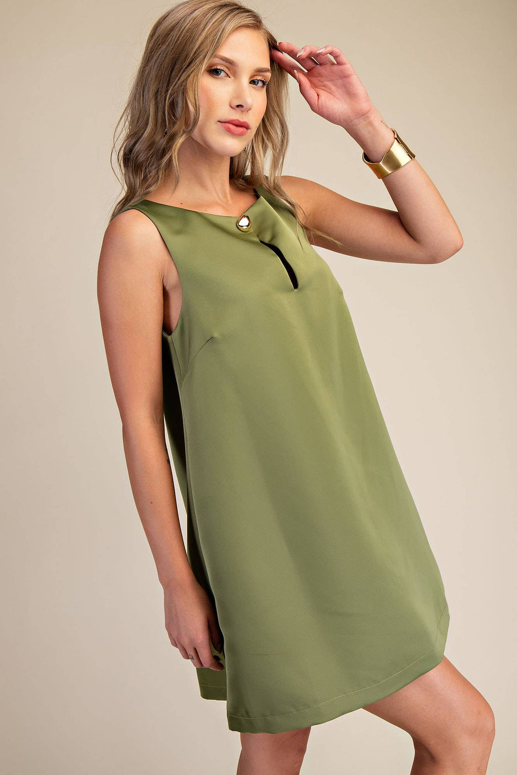 Round Neck Shift Mini Dress