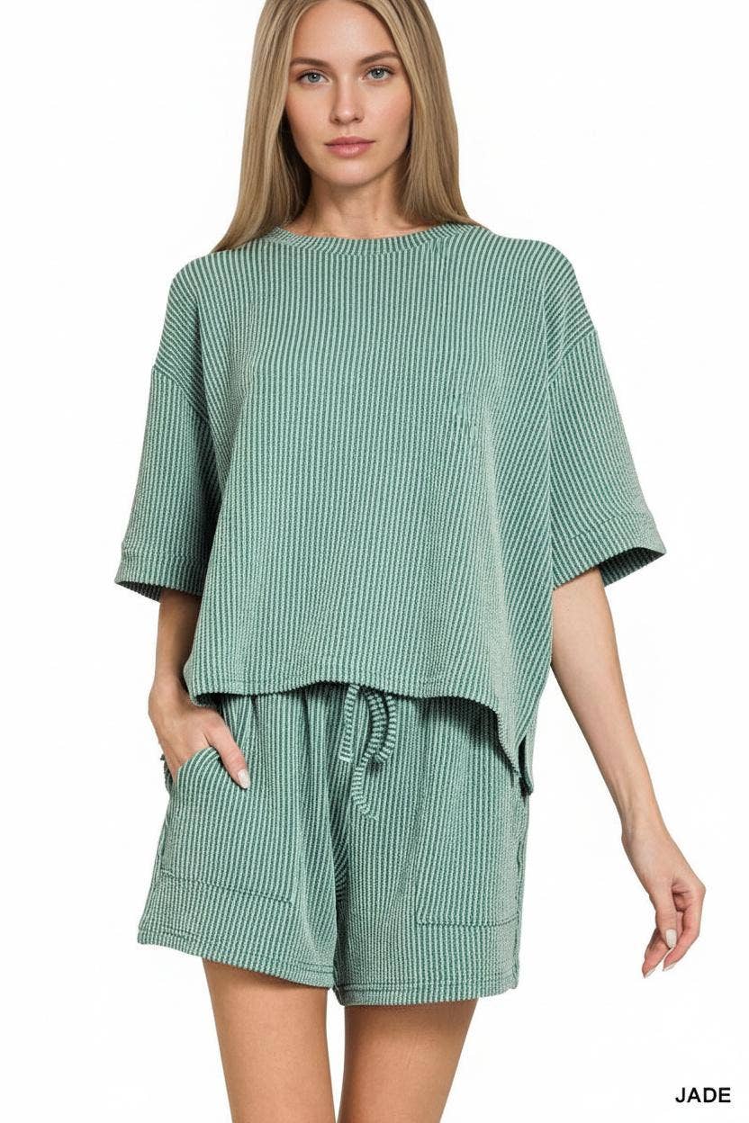Rib Tee & Shorts 2pc Set