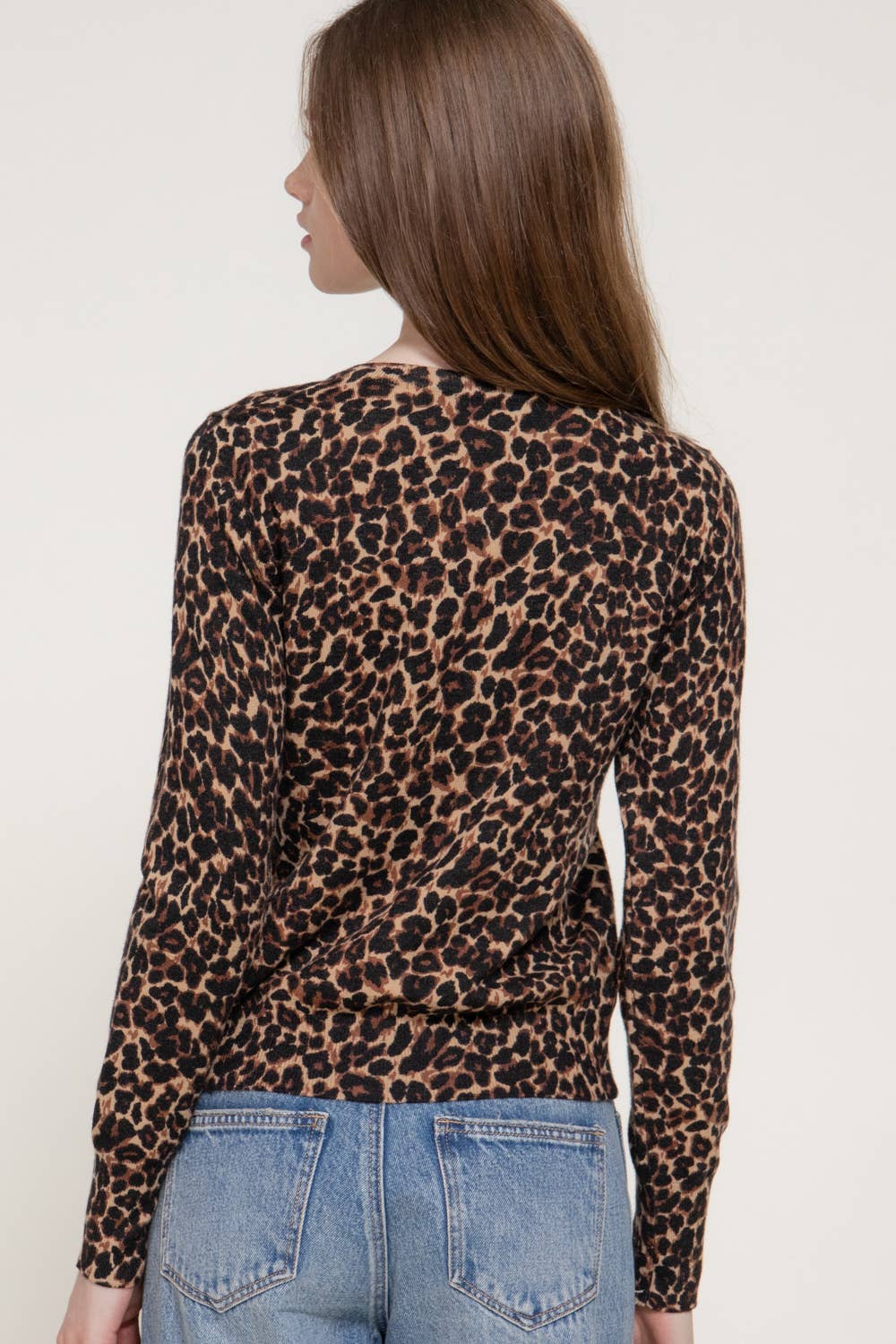 Long Sleeve Leopard Print Sweater Cardigan