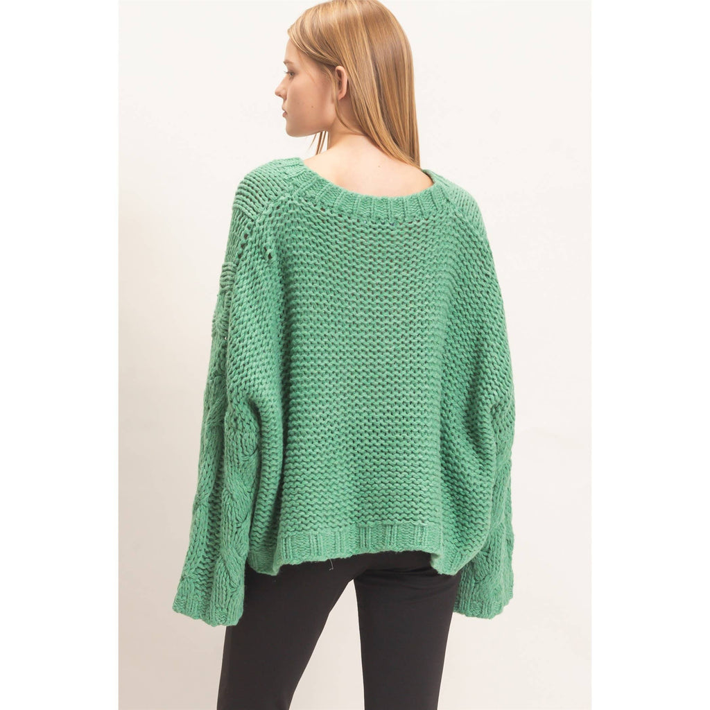 Cable Knit V-Neck Sweater