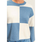 Crew Neck Checkered Sweater