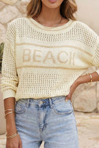 LDC BEACH Hollow Out Knitted Lightweight Dolman Sweater