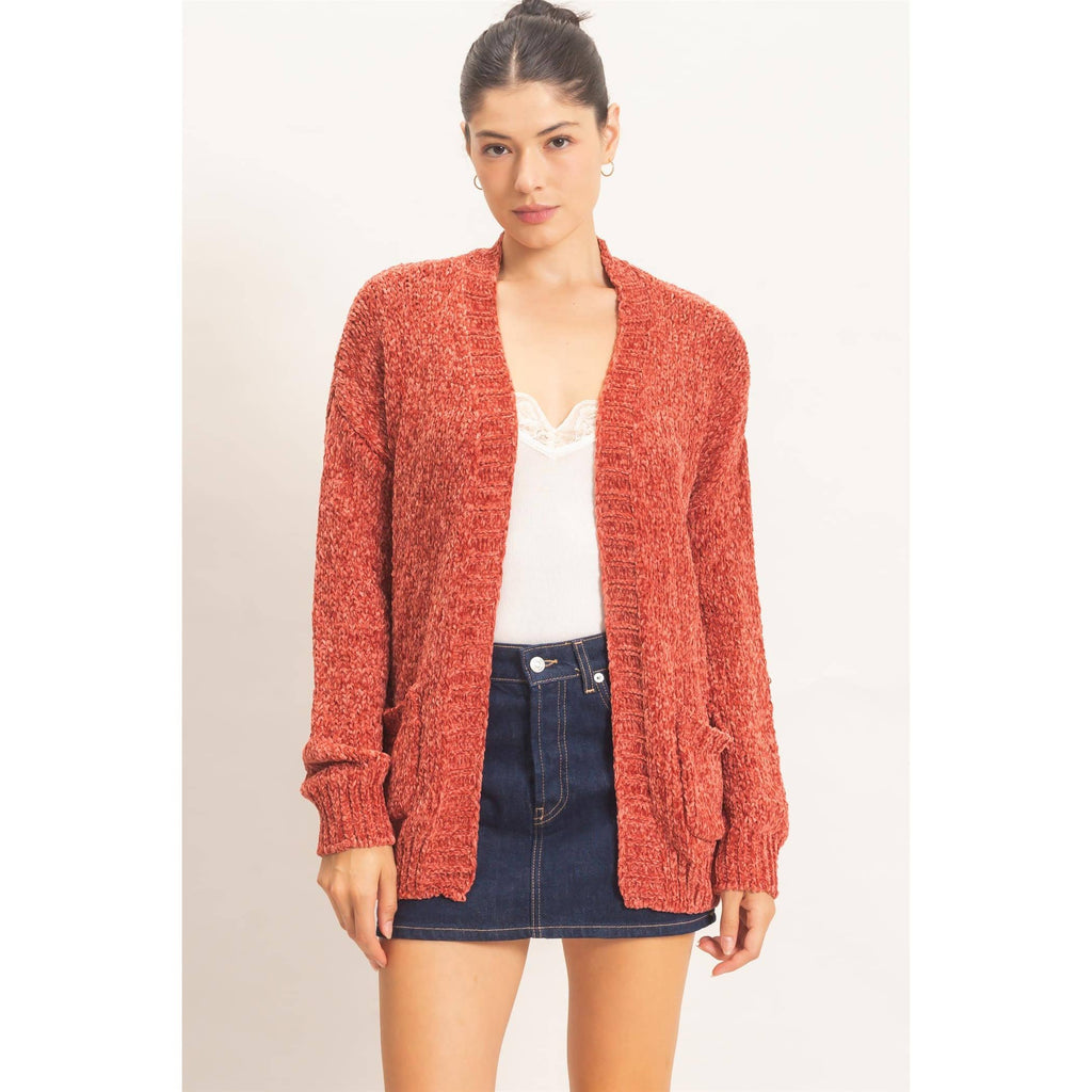 Patch Pocket Chenille Cardigan