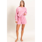Contrast Sweatshirt & Shorts Set