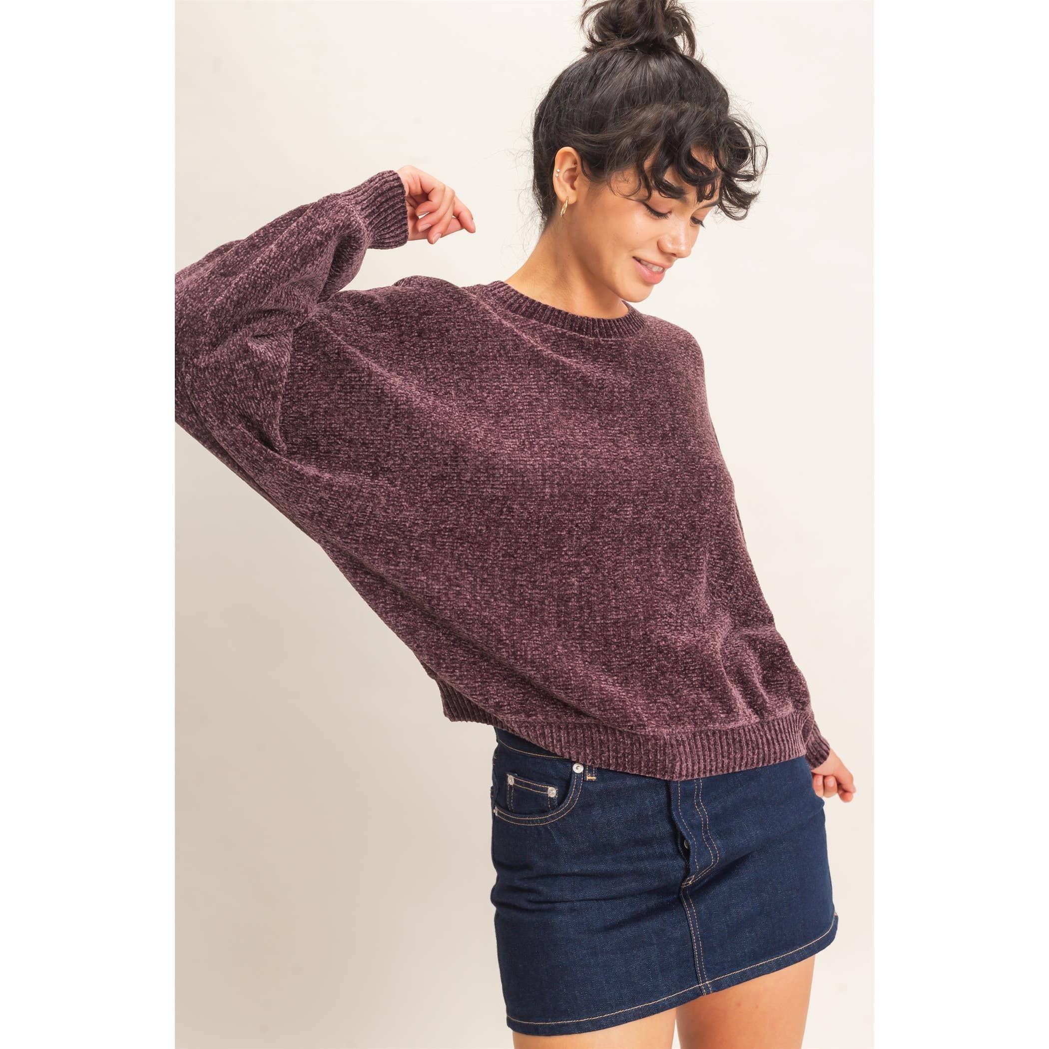 Chenille Crew Neck Sweater