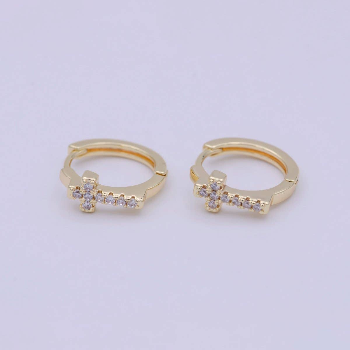 Cross Gold Hoop Earring