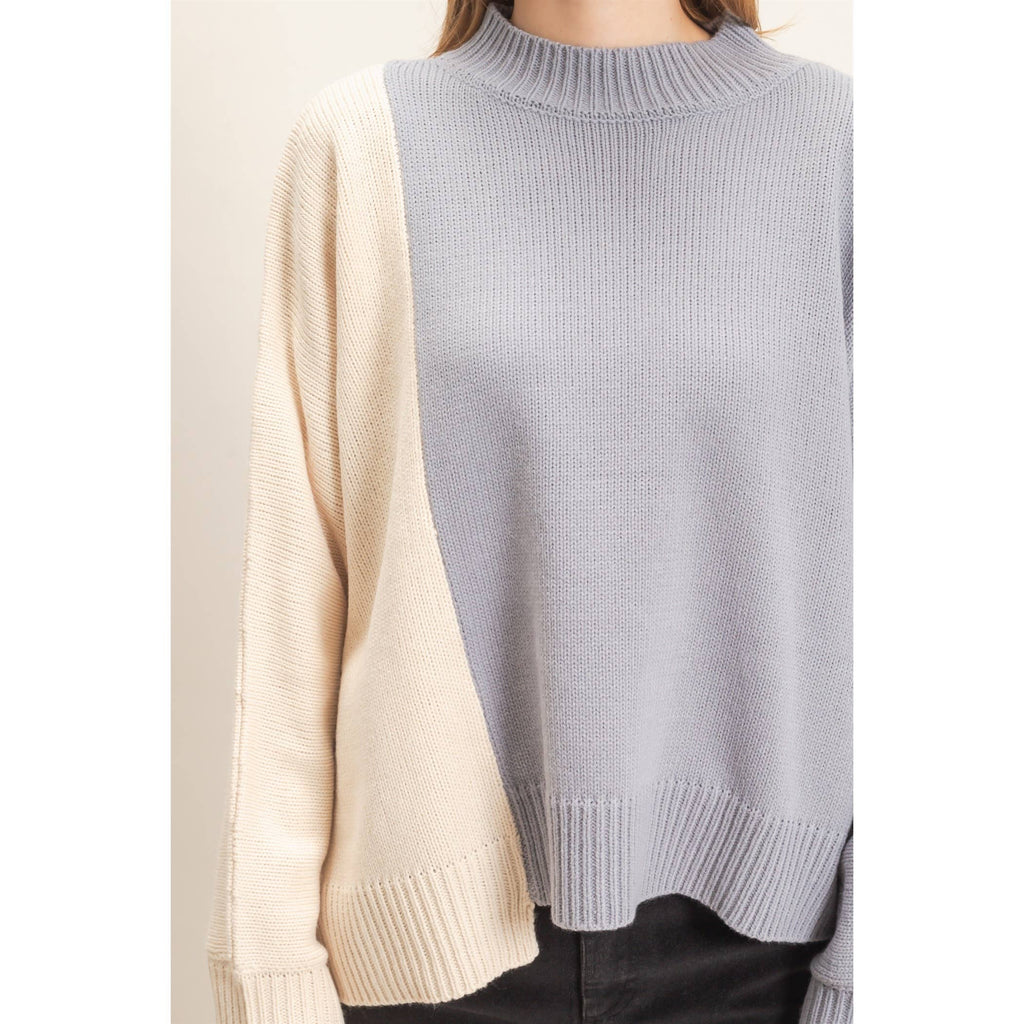 Two-Tone Knit Sweater