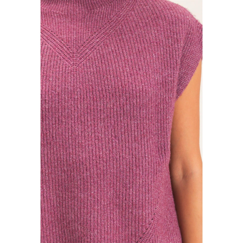 Sleeveless High Neck Sweater
