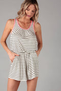 Stripe and neon trim romper (P15305)