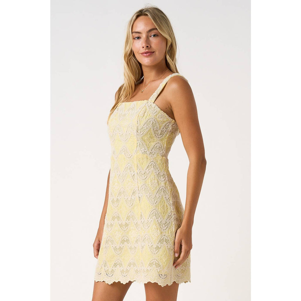 EMBROIDERED SCALLOP HEM SLEEVELESS MINI DRESS