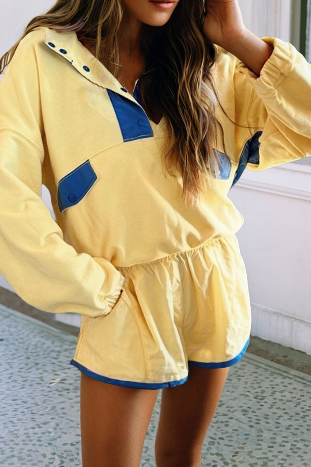 Colorblock Pullover + Shorts Set