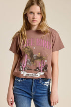 Free Bird America Vintage Graphic S/S Seamless Faux Crop