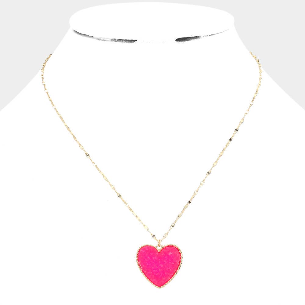 Druzy Heart Pendant Necklace