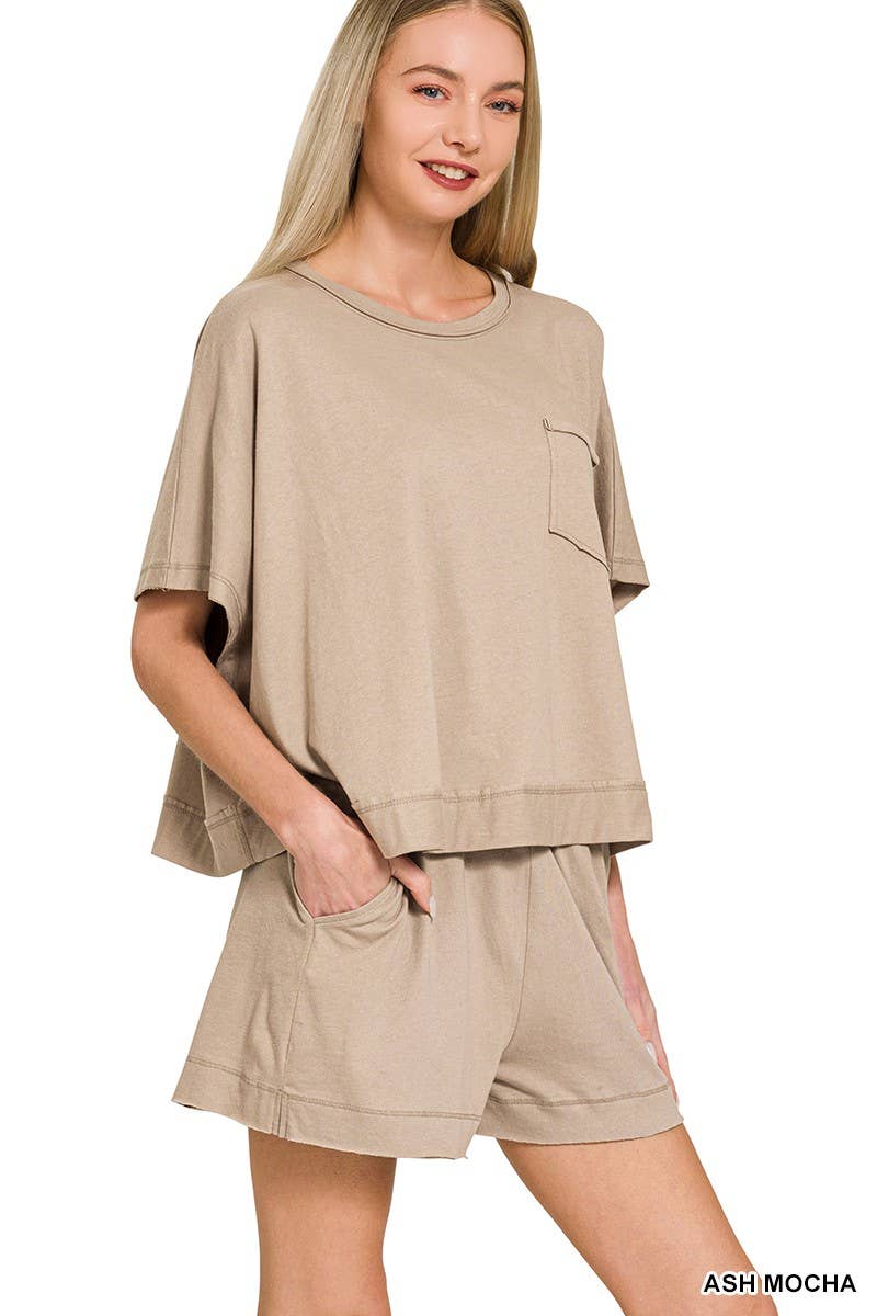Exposed Seam Boxy Top N Shorts Set