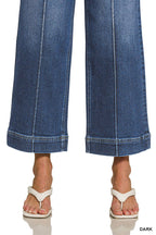 High Rise Wide Leg Pintuck Denim Pants Zenana