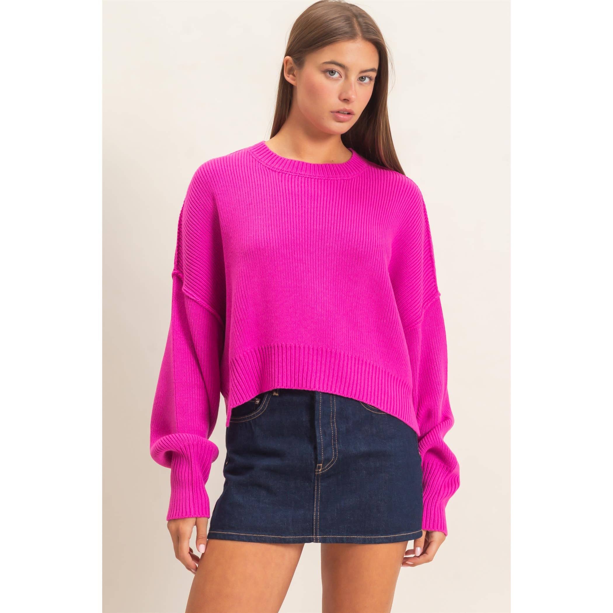 Ribbed Drop Shoulder Sweater