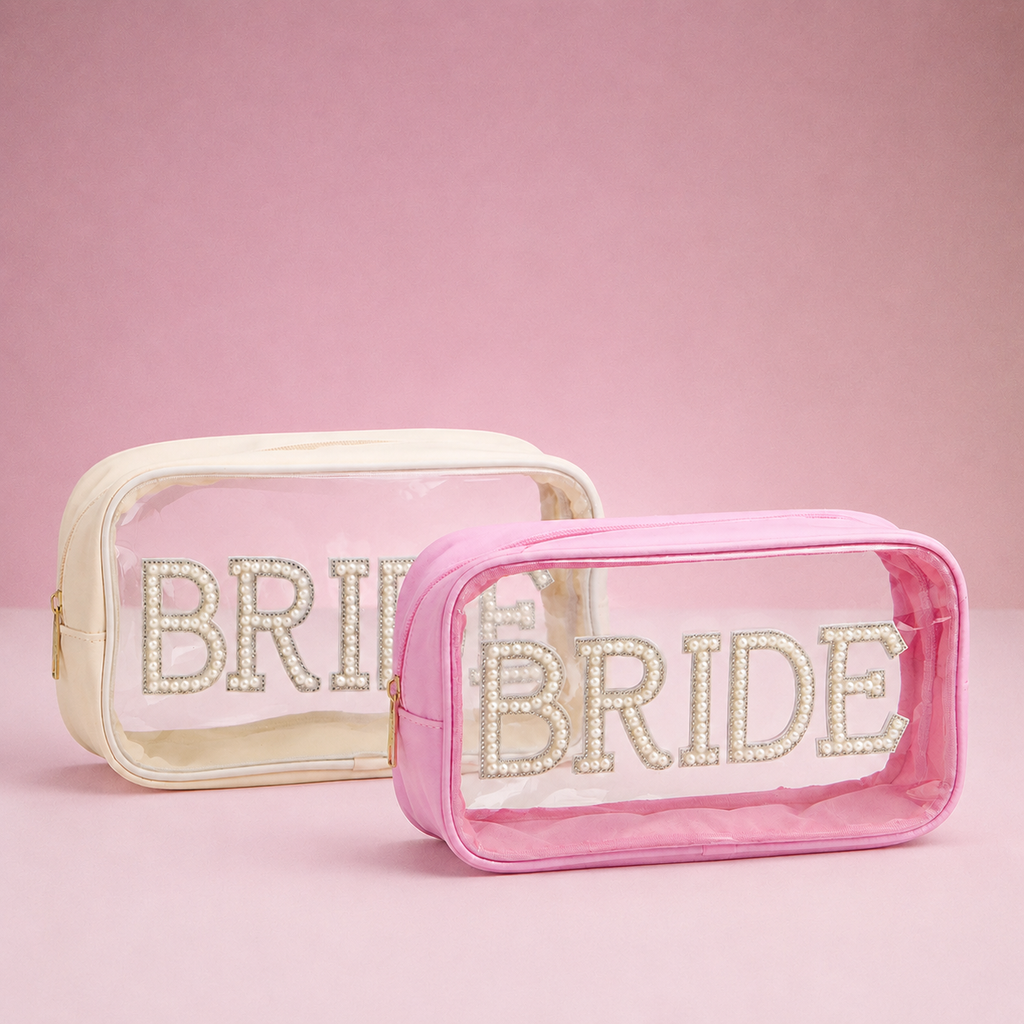 2-in-1 BRIDE Clear Cosmetic Bag Bundle - Set Of 6 ( $36 Value )