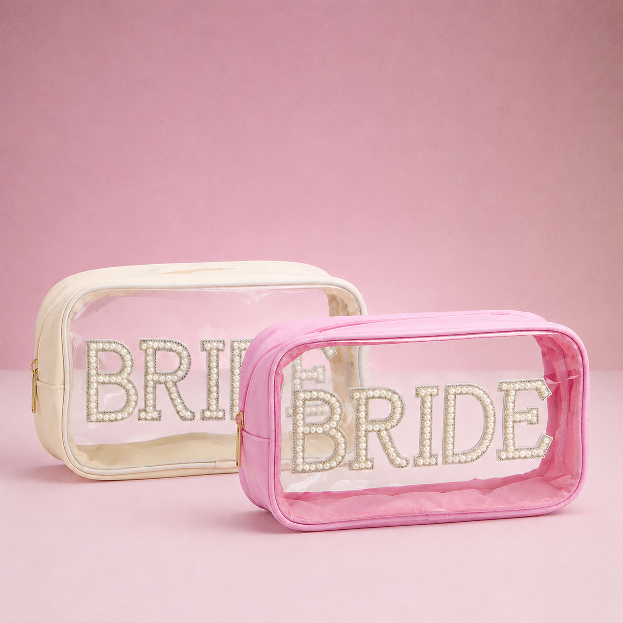 2-in-1 BRIDE Clear Cosmetic Bag Bundle - Set Of 6 ( $36 Value )