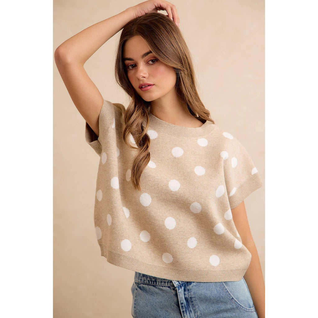 POLKA DOT KNIT SLEEVELESS TOP