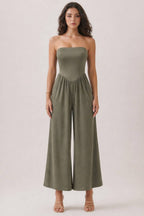 JR56941C - V SHAPE DROP WAIST TUBE JUMPSUIT